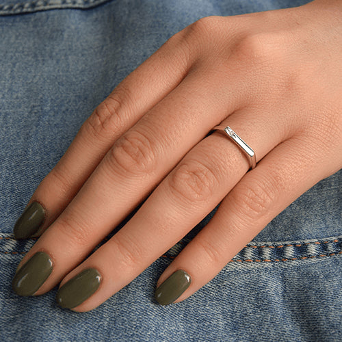 טבעת חותם זהב לבן