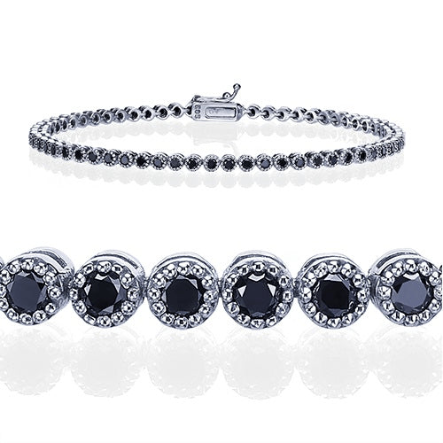 צמיד טניס זהב עם חוליות עיגולים משובצות יהלומים שחורים טבעיים 2.25 קראט