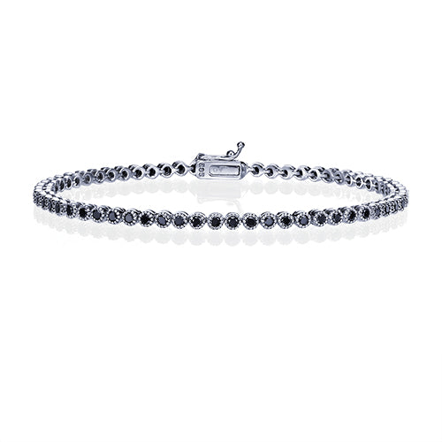 צמיד טניס זהב עם חוליות עיגולים משובצות יהלומים שחורים טבעיים 2.25 קראט