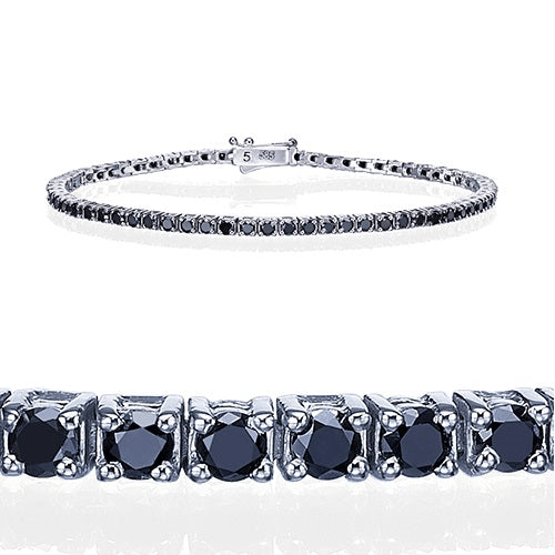 צמיד טניס מזהב צהוב עם יהלומים שחורים 2.75 קראט טבעיים בחוליות מסודרות