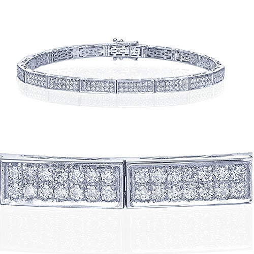 צמיד טניס קשיח מזהב לבן משובץ יהלומים טבעיים 2.50 קראט לאורך כל החוליות