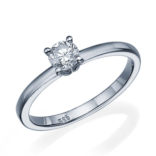 טבעת אירוסין "מרי" זהב לבן