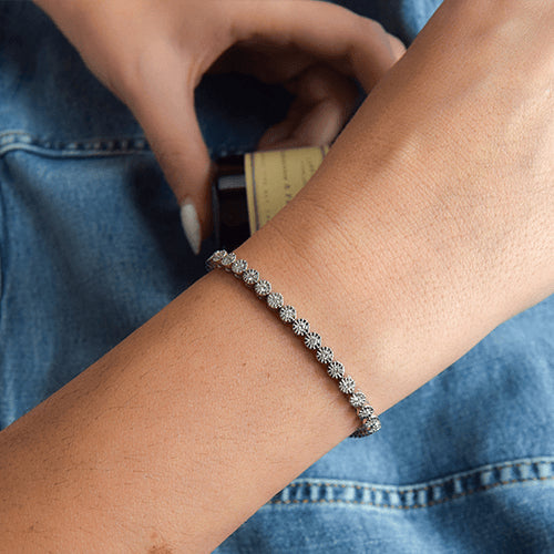 צמיד טניס 1 קראט עיגולים מזהב לבן משובץ יהלומים טבעיים בכל החוליות