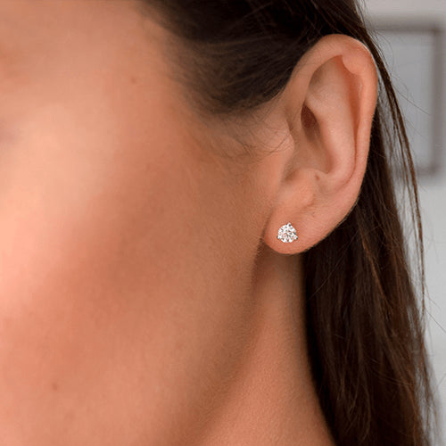 עגילי יהלום סטאד 3 שיניים