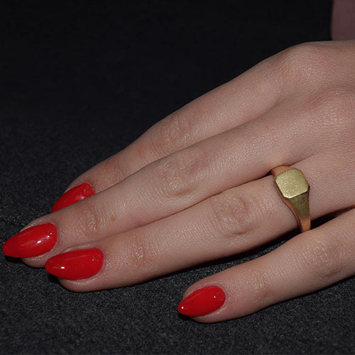 טבעת חותם זהב לבן מט