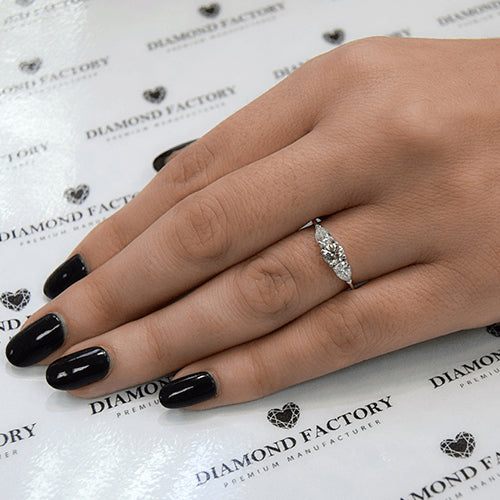 טבעת אירוסין "טיפה 3 יהלומים"