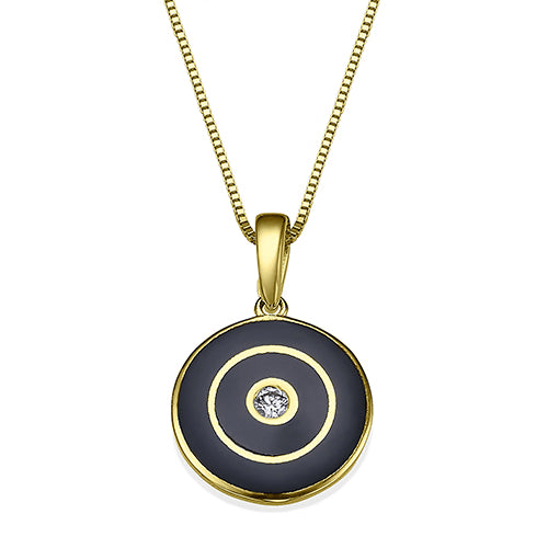 שרשרת זהב ואמייל שחור מתאימה לגבר או לאישה