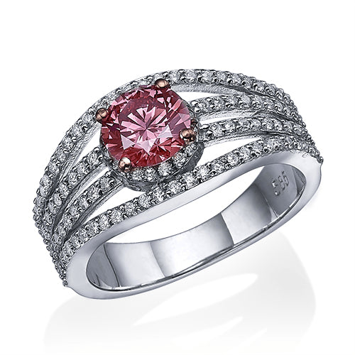 טבעת יהלום ורוד