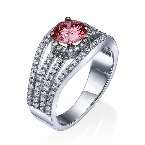 טבעת יהלום ורוד