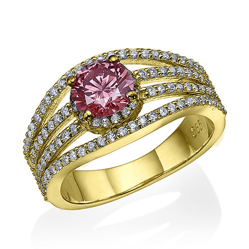 טבעת יהלום ורוד