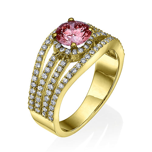 טבעת יהלום ורוד