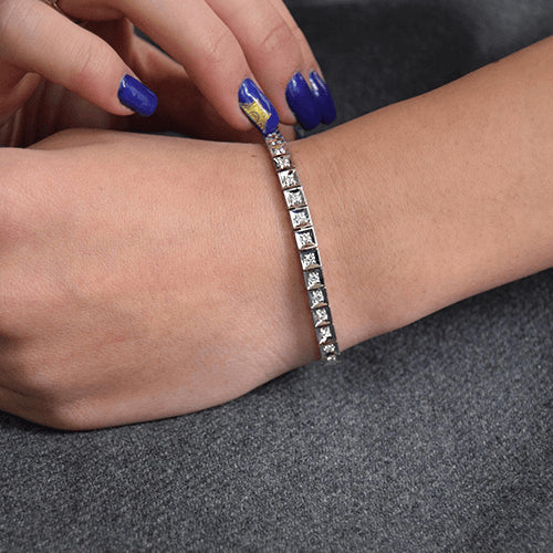 צמיד טניס מרובע מזהב עם יהלומים שוקולד טבעיים במשקל כולל של שני קראט