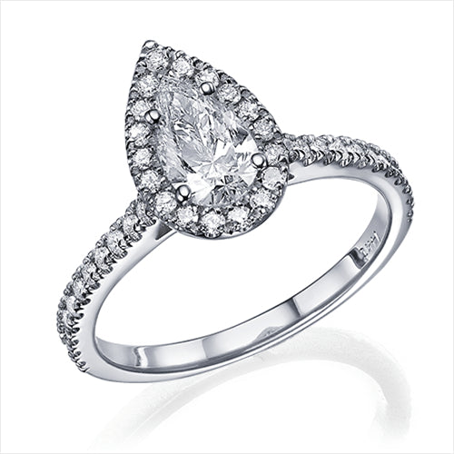 טבעת יהלומים "טיפה היילו"