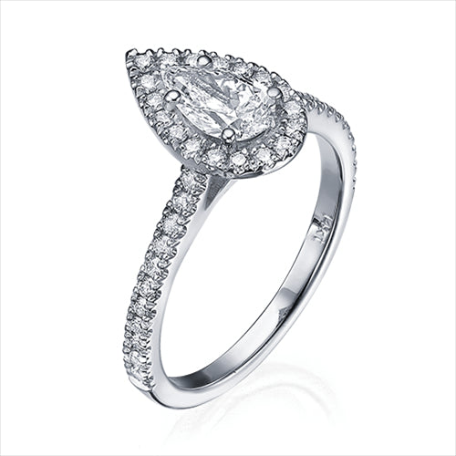 טבעת יהלומים "טיפה היילו"