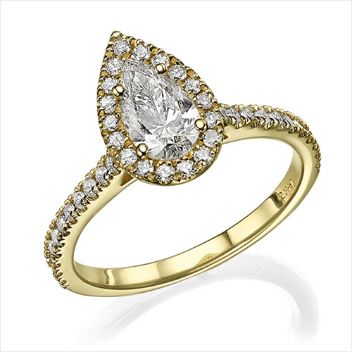 טבעת יהלום "טיפה היילו"