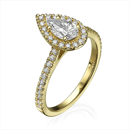 טבעת יהלום "טיפה היילו"