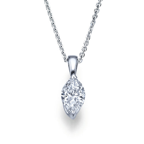 שרשרת סוליטר מזהב עם יהלום מרקיזה טבעי בעיצוב מושלם