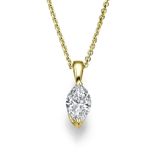 שרשרת סוליטר מזהב עם יהלום מרקיזה טבעי בעיצוב מושלם