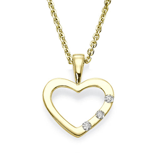 שרשרת לב זהב עם שלושה יהלומים טבעיים מלא יוקרה אלגנטית