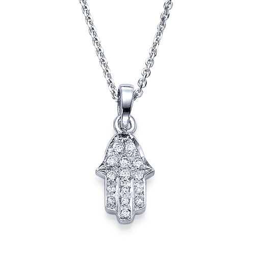 שרשרת חמסה מזהב עם יהלומים טבעיים 0.15 קראט בעיצוב נקי