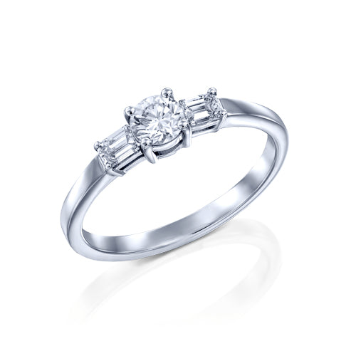 טבעת שלושה יהלומים "אמרלד"