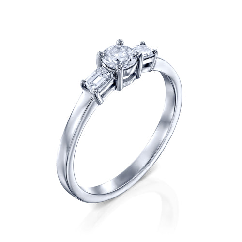 טבעת שלושה יהלומים "אמרלד"