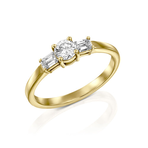 טבעת "אמרלד" שלושה יהלומים