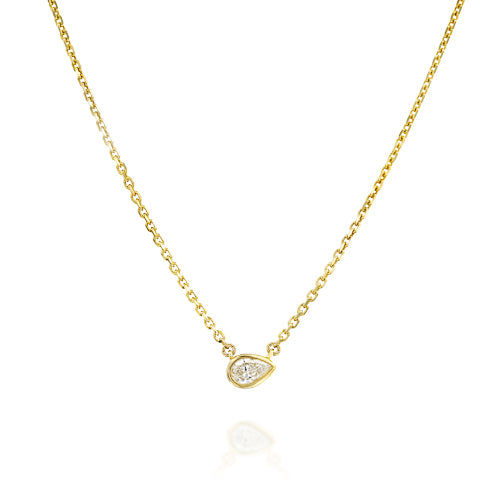 שרשרת יהלום טיפה טבעי בשיבוץ Bezel מזהב בעיצוב נקי אלגנטי לכל הופעה