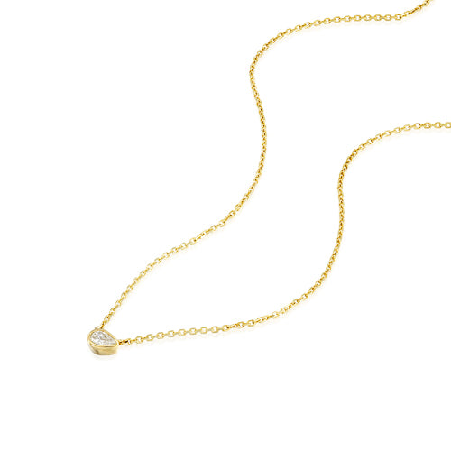 שרשרת יהלום טיפה טבעי בשיבוץ Bezel מזהב בעיצוב נקי אלגנטי לכל הופעה