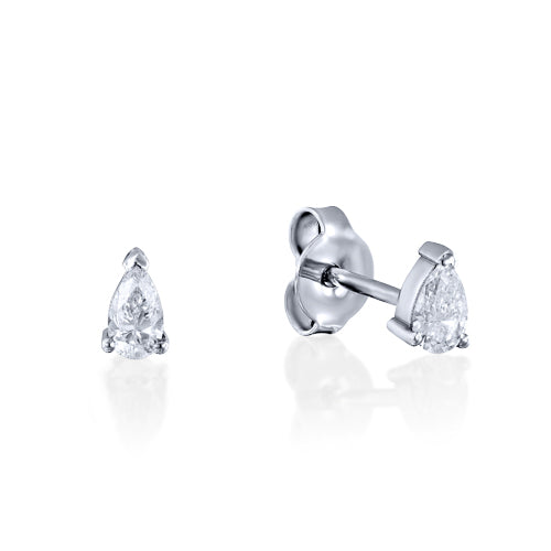 עגילי יהלום סוליטר טיפה PEAR צמודים לאוזן