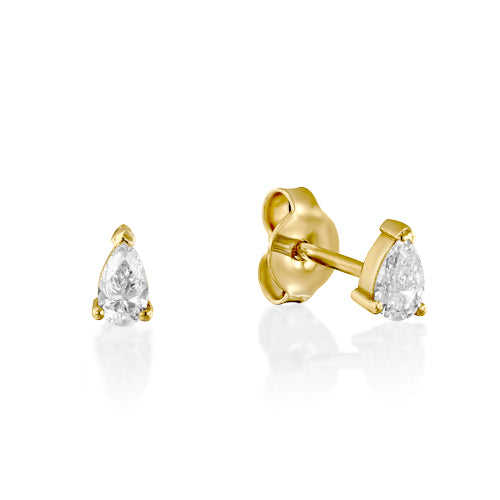 עגילי יהלום סוליטר טיפה PEAR צמודים לאוזן