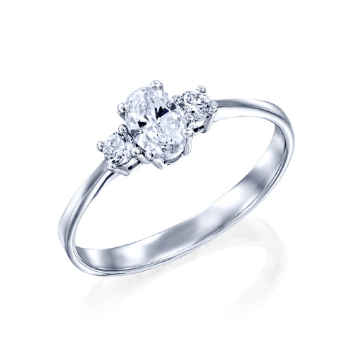 טבעת 3 יהלומים "אובל"