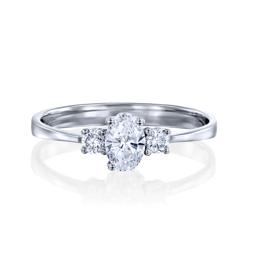 טבעת 3 יהלומים "אובל"