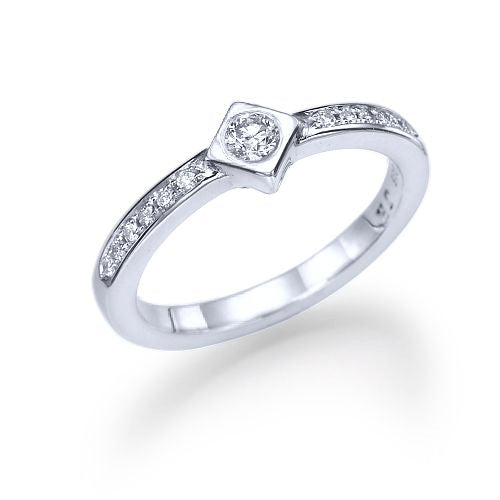 טבעת יהלום שטוחה זהב לבן "אמבר"