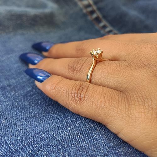 טבעת אירוסין זהב צהוב "אמנדה" 0.41 בעיצוב קלאסי