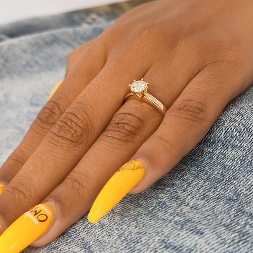 טבעת אירוסין סוליטר זהב לבן "יולי"