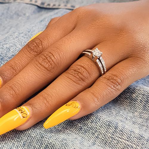 טבעת אירוסין זהב לבן "אלינור"