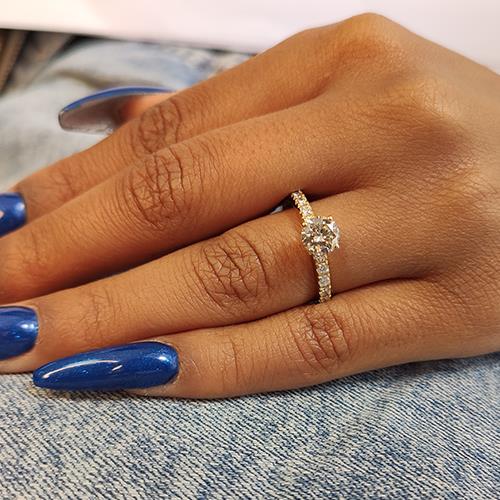 טבעת יהלומים זהב צהוב "בר"