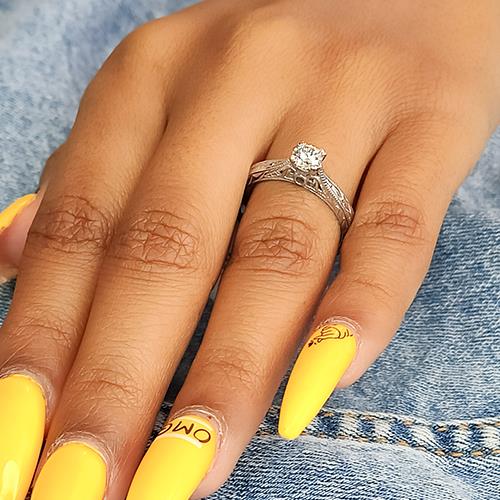 טבעת אירוסין זהב לבן וינטאג'