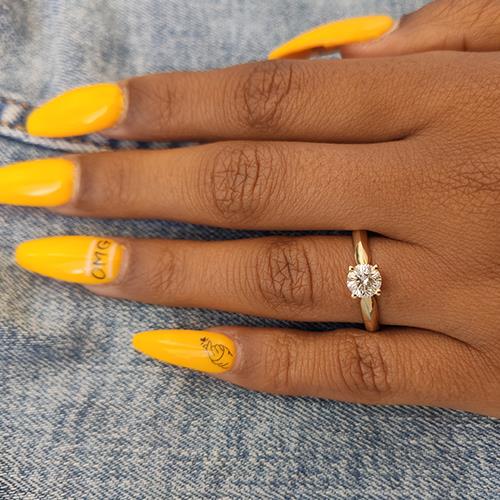 טבעת אירוסין סוליטר זהב צהוב "מדונה"