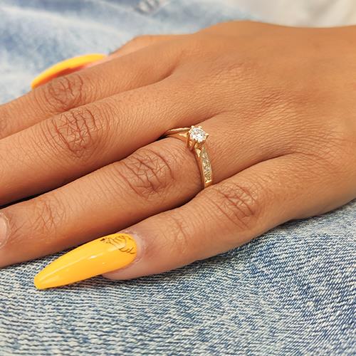 טבעת אירוסין סוליטייר זהב צהוב "קלי"