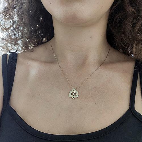 שרשרת יהלומים ותליון מגן דוד משובץ יהלומים
