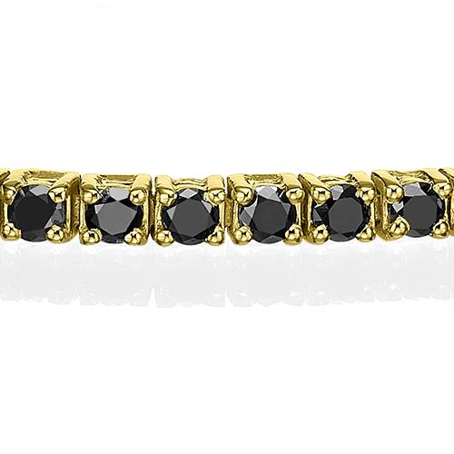 צמיד טניס מזהב צהוב עם יהלומים שחורים 2.75 קראט טבעיים בחוליות מסודרות