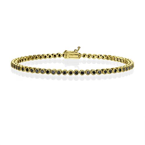 צמיד טניס זהב עם חוליות עיגולים משובצות יהלומים שחורים טבעיים 2.25 קראט