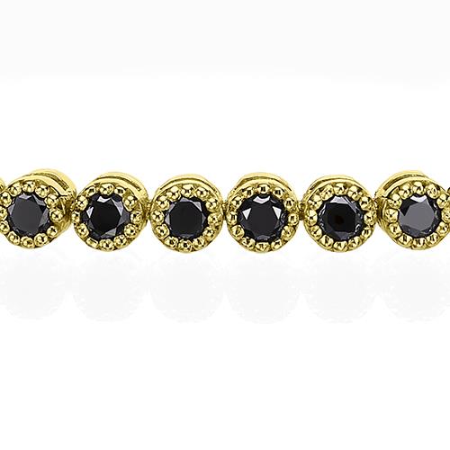צמיד טניס זהב עם חוליות עיגולים משובצות יהלומים שחורים טבעיים 2.25 קראט