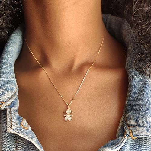 תליון יהלום עם זהב "ילדה"