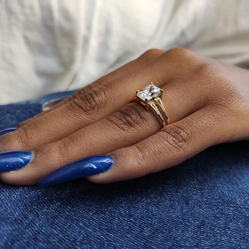 טבעת יהלום "קרולינה" זהב לבן