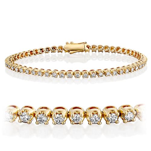 צמיד טניס כתר זהב משובץ יהלומים טבעיים במשקל 5.01 קראט