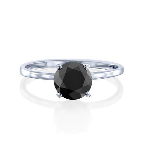 טבעת יהלום סוליטר זהב לבן ""אנה שחור"