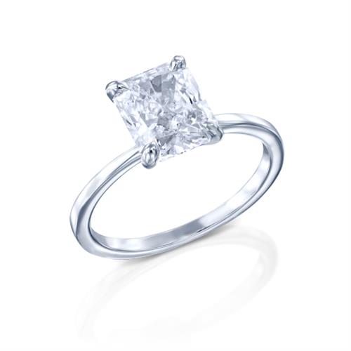 טבעת יהלום סוליטר "רדיאנט" זהב לבן